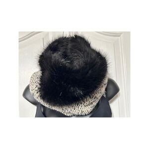 Chunky Knit Faux Fur Infinity Scarf Cowl Neck Warm Winter Accessory